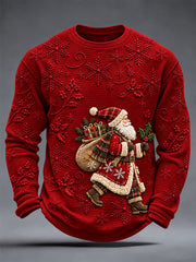 Men's Christmas Print Waffle Long Sleeve Top gracestitchs
