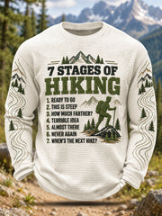 Men's Funny 7 Stages Of Hiking Hike Lovers Casual Waffle Long Sleeve T-Shirt gracestitchs
