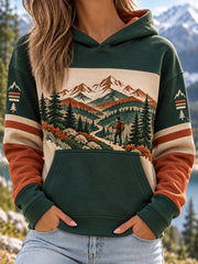 Women's Wilderness Trail Print Hike Lovers Casual Hoodie gracestitchs