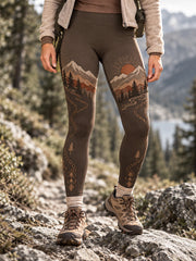 Women's Wilderness Trail Print Hike Lovers Leggings gracestitchs