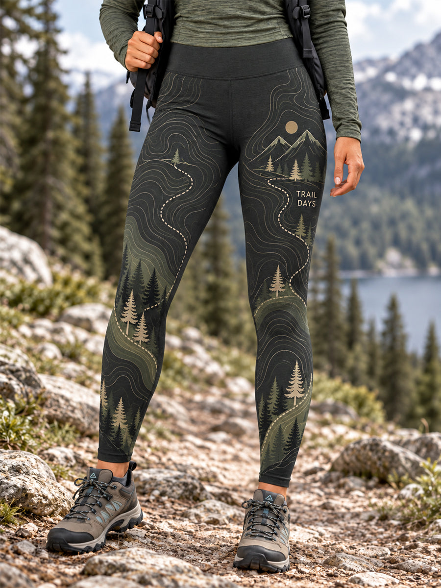 Women's Wilderness Trail Print Hike Lovers Leggings gracestitchs
