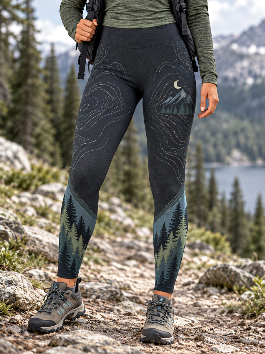 Women's Wilderness Trail Print Hike Lovers Leggings gracestitchs