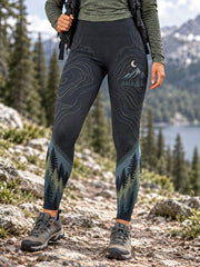 Women's Wilderness Trail Print Hike Lovers Leggings gracestitchs