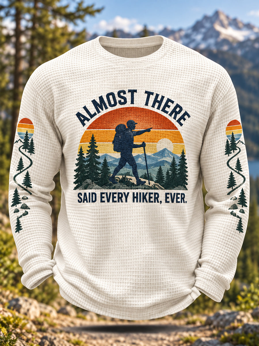 Men's Funny Hike Lovers Casual Waffle Long Sleeve T-Shirt gracestitchs
