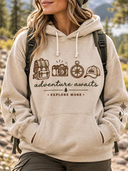 Women's Adventure Awaits Explore More Hiker Casual Hoodie gracestitchs