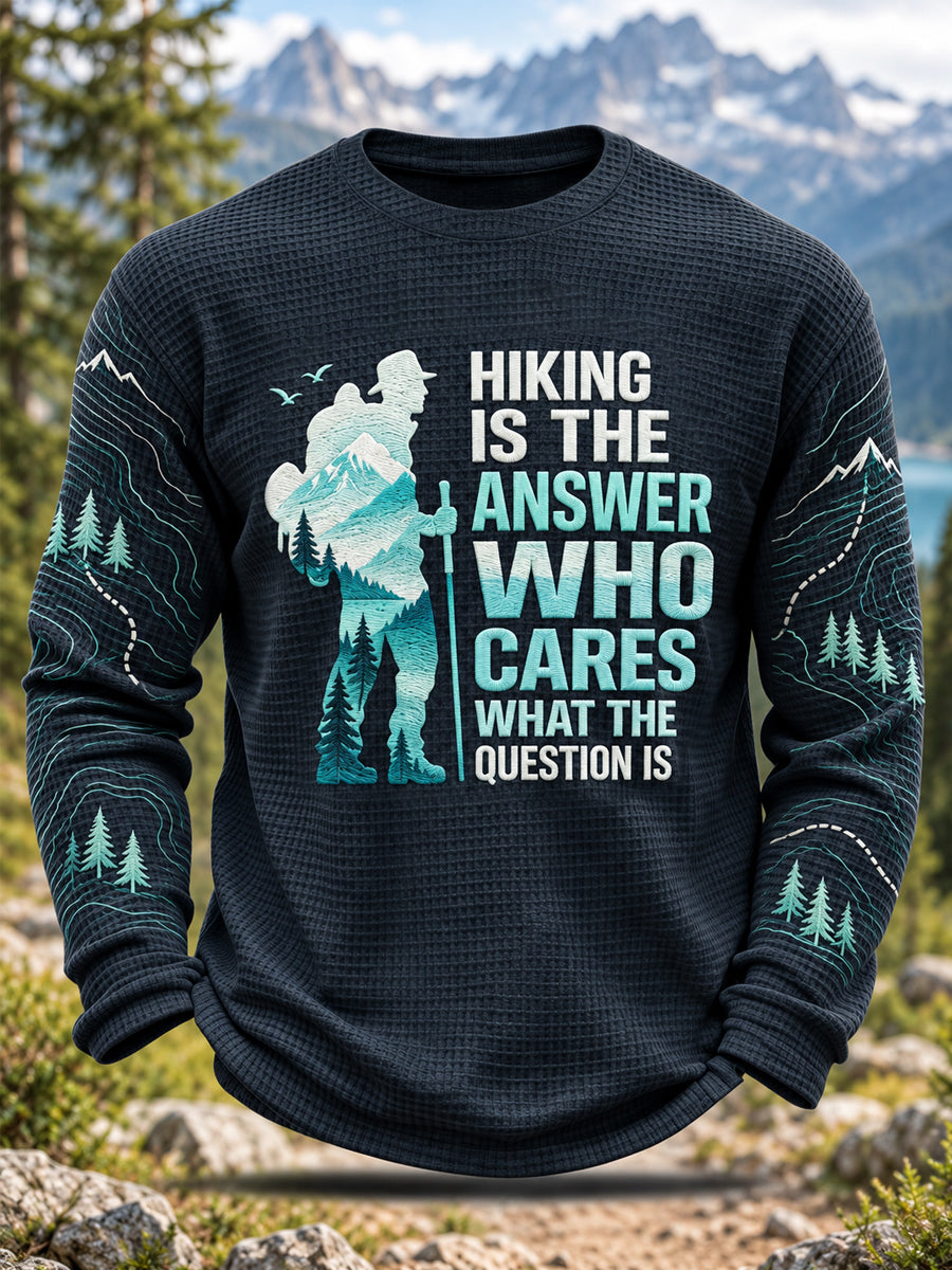 Men's Hike Lovers Casual Waffle Long Sleeve T-Shirt gracestitchs