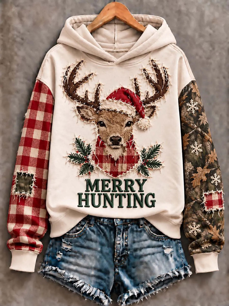Women's Christmas Print Casual Hoodie gracestitchs