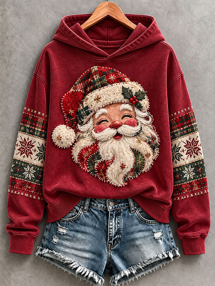 Women's Santa Print Hoodie gracestitchs