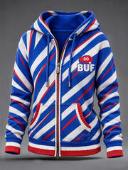 Women's Football Lover Buffalo Print Casual Zip-Up Hoodie gracestitchs
