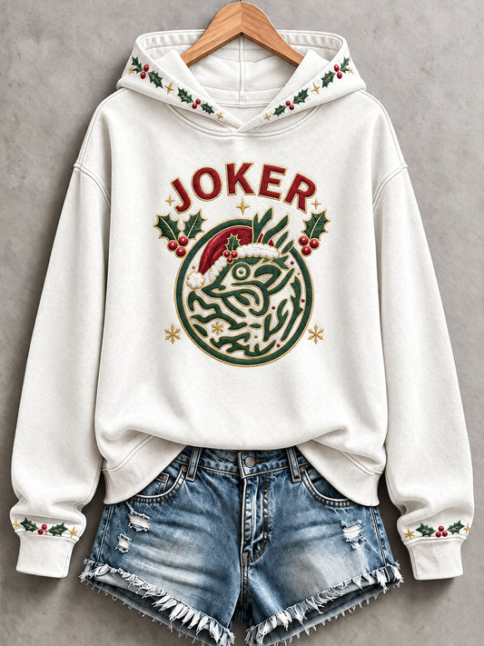 Women's Christmas Mahjong Print Casual Hoodie gracestitchs