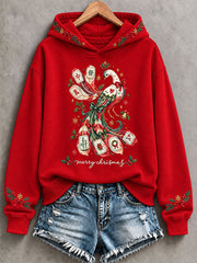Women's Christmas Mahjong Print Casual Hoodie gracestitchs