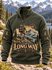 Men's Wilderness Trail Print Hike Lovers Zip-Up Hoodie gracestitchs