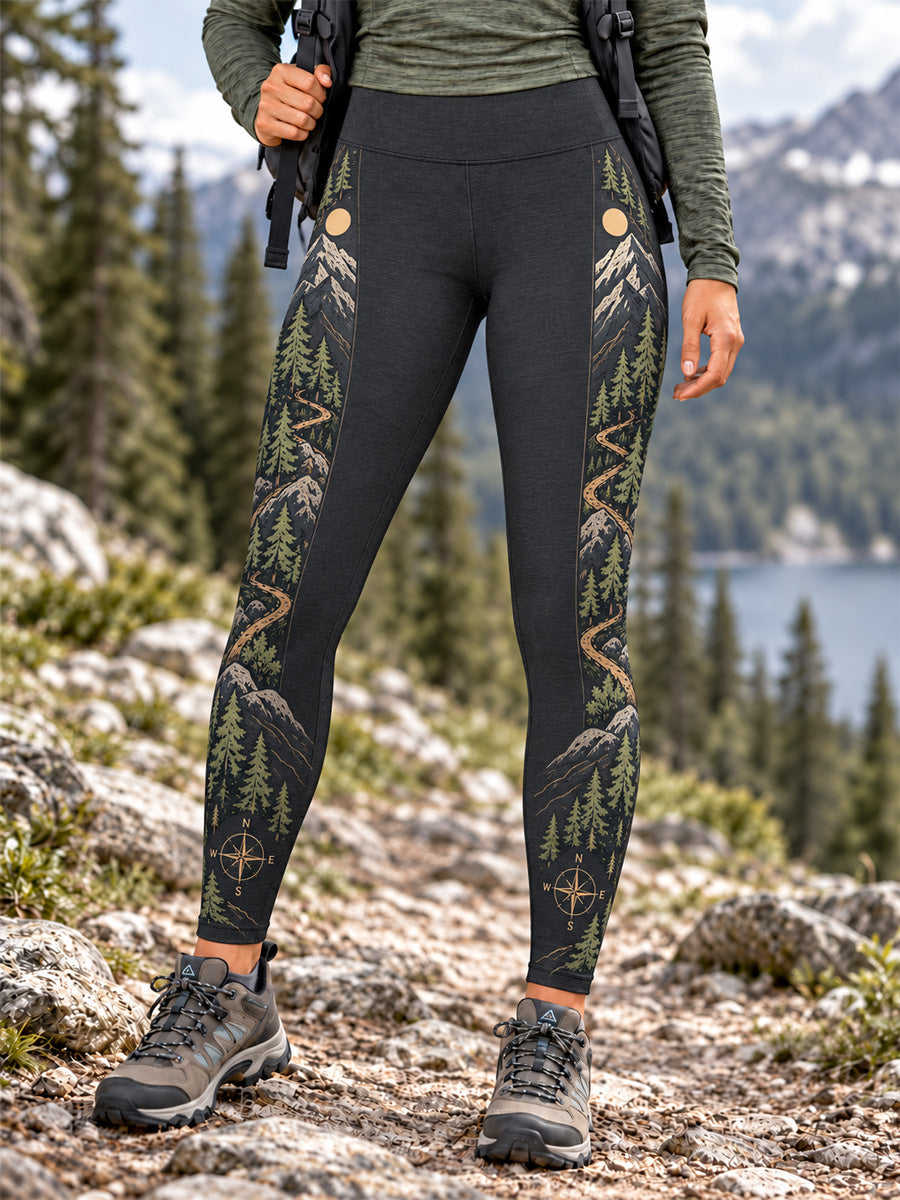 Women's Wilderness Trail Print Hike Lovers Leggings gracestitchs