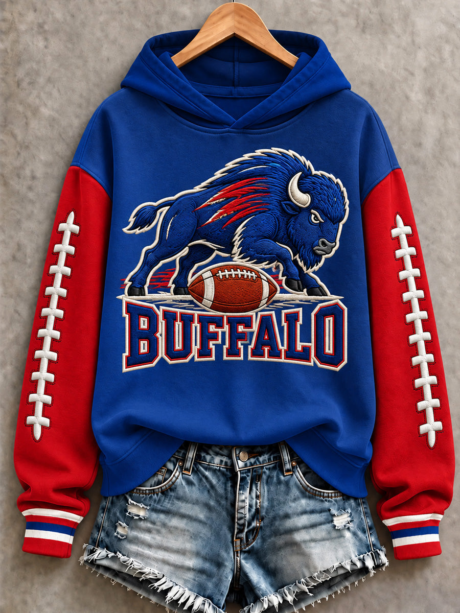 Women's Football Lover Buffalo Print Hoodies gracestitchs