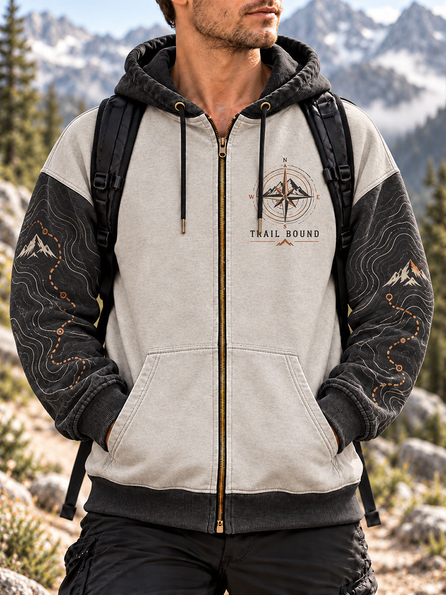 Men's Trail Bonnd Print Zip-Up Hoodie gracestitchs