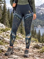 Women's Wilderness Trail Print Hike Lovers Leggings gracestitchs