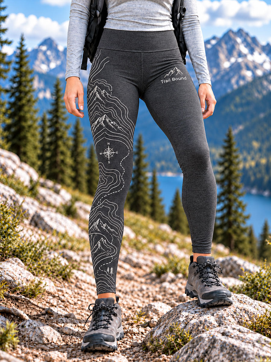 Women's Wilderness Trail Print Hike Lovers Leggings gracestitchs