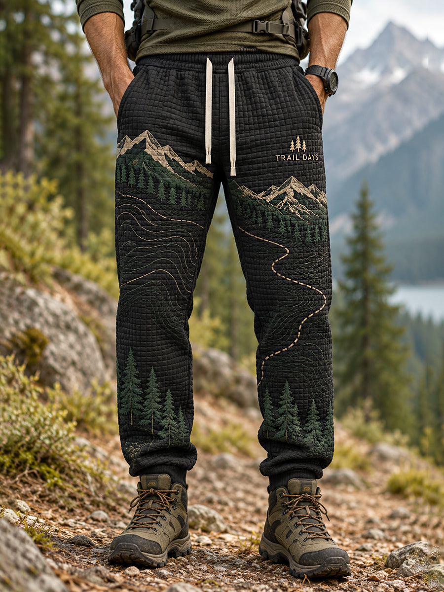 Men's Wilderness Trail Print Hike Lovers Casual Pants gracestitchs