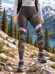 Women's Wilderness Trail Print Hike Lovers Leggings gracestitchs