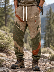 Men's Wilderness Trail Print Hike Lovers Casual Pants gracestitchs