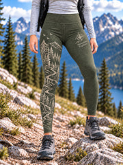 Women's Wilderness Trail Print Hike Lovers Leggings gracestitchs