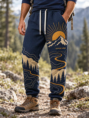 Men's Wilderness Trail Print Hike Lovers Casual Pants gracestitchs