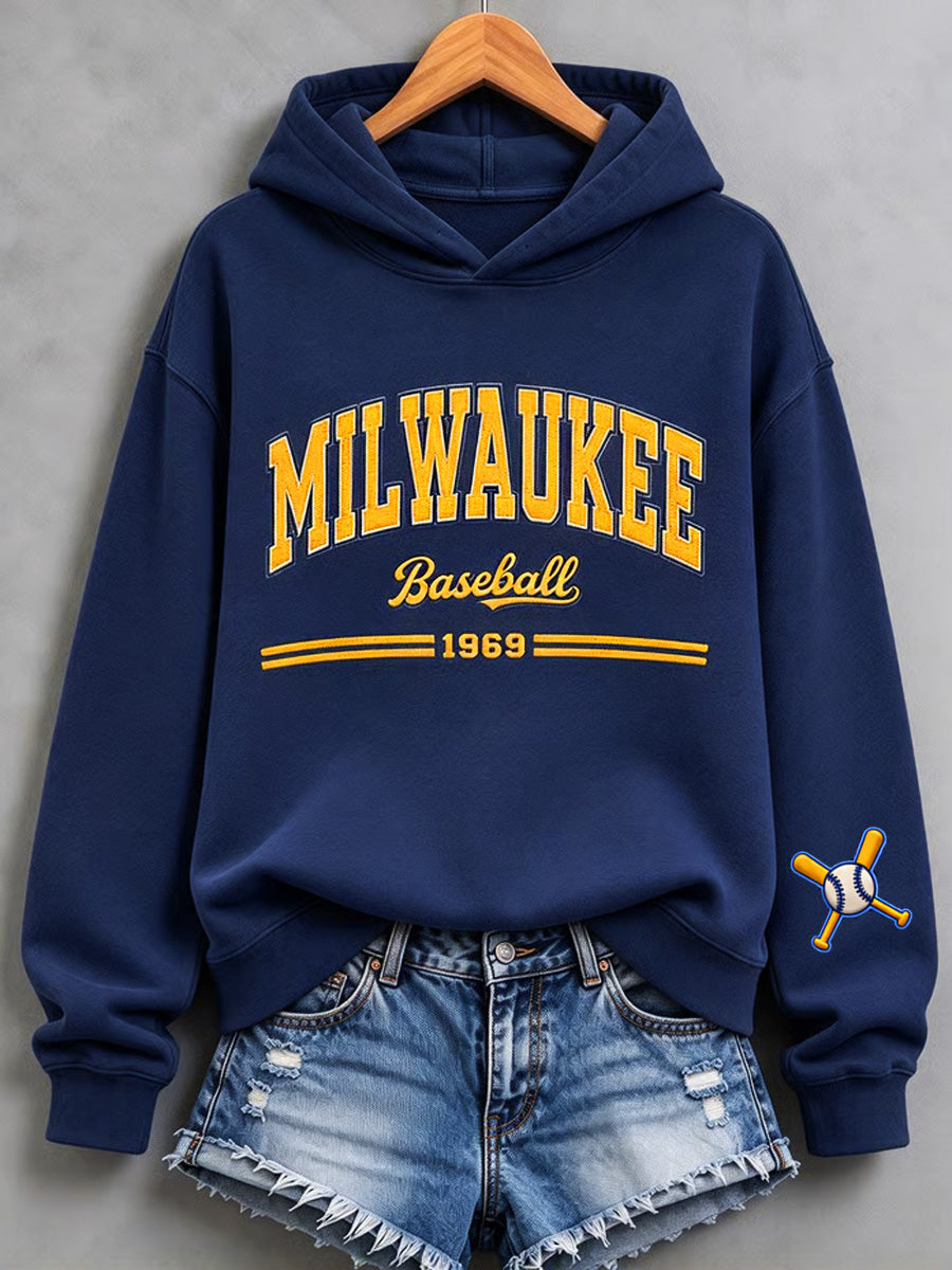 Women's Baseball Print Hoodies gracestitchs