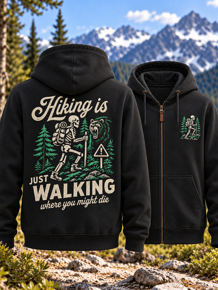 Women's Hiking Lover Printed Zip-Up Hoodie gracestitchs