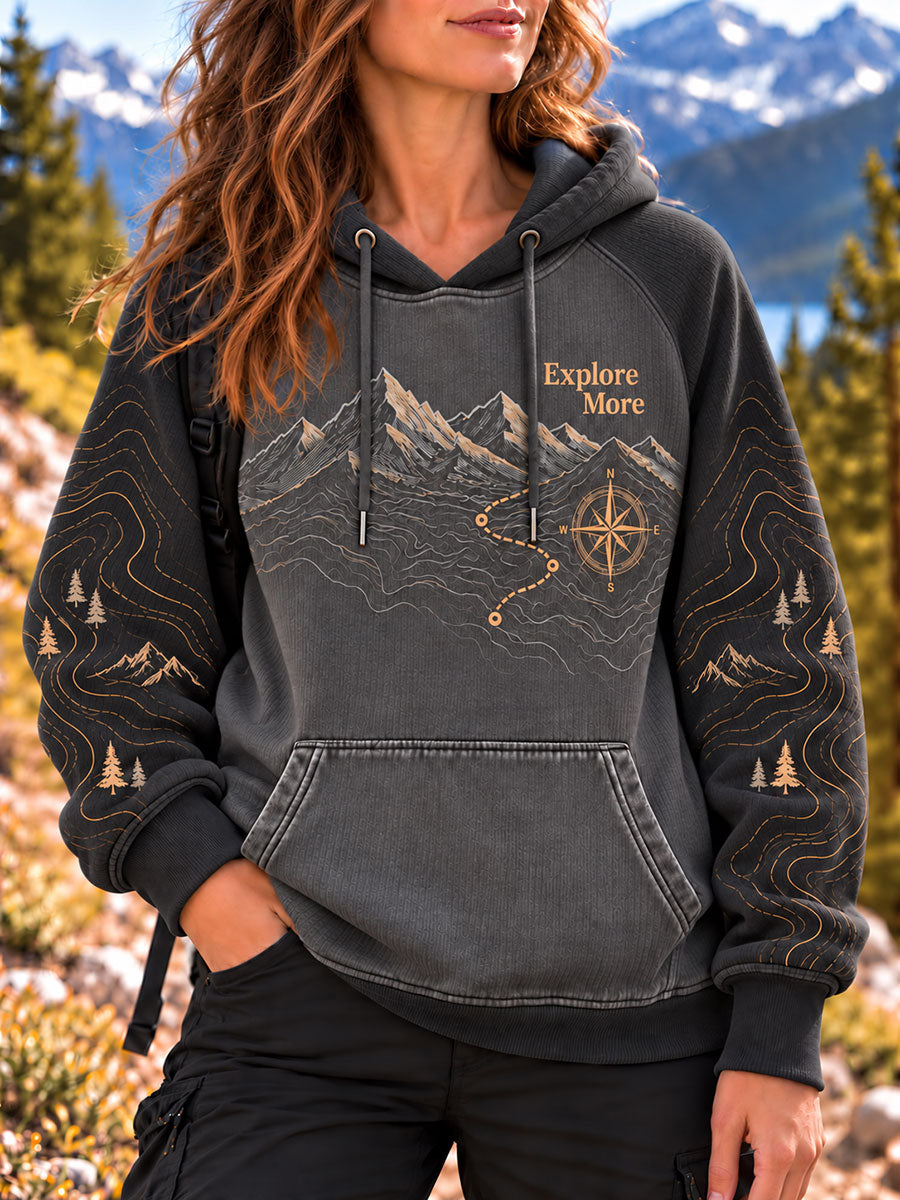 Women's Wilderness Trail Print Raglan Hoodie gracestitchs