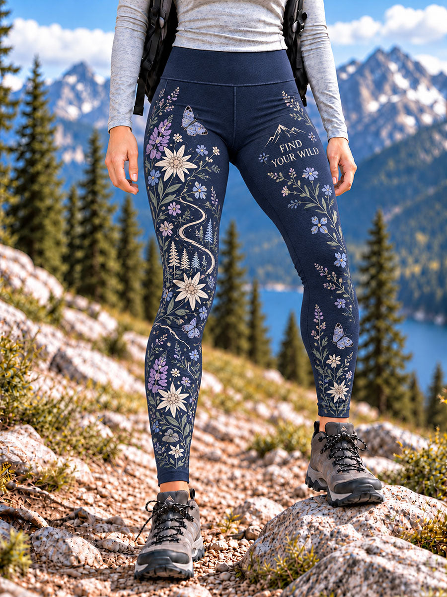 Women's Wilderness Trail Print Hike Lovers Leggings gracestitchs