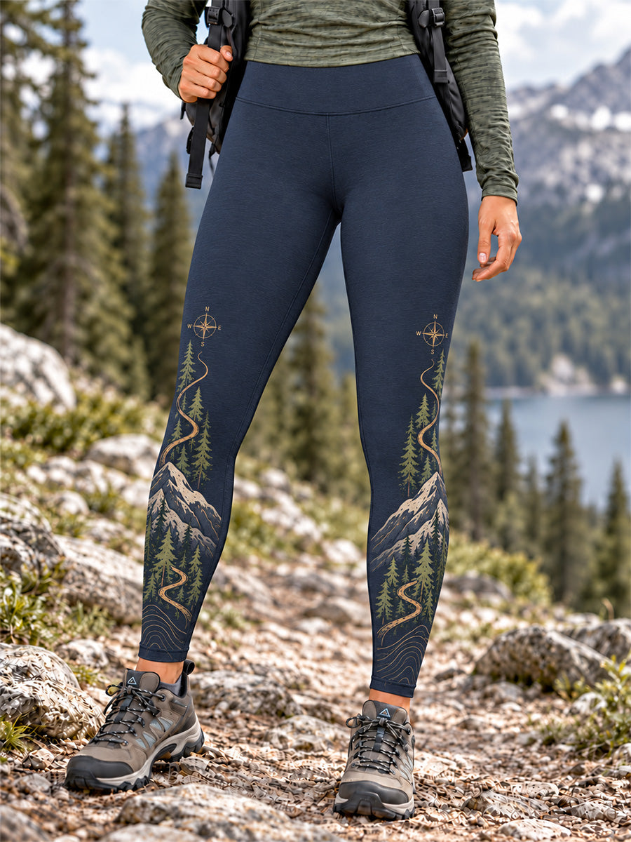 Women's Wilderness Trail Print Hike Lovers Leggings gracestitchs