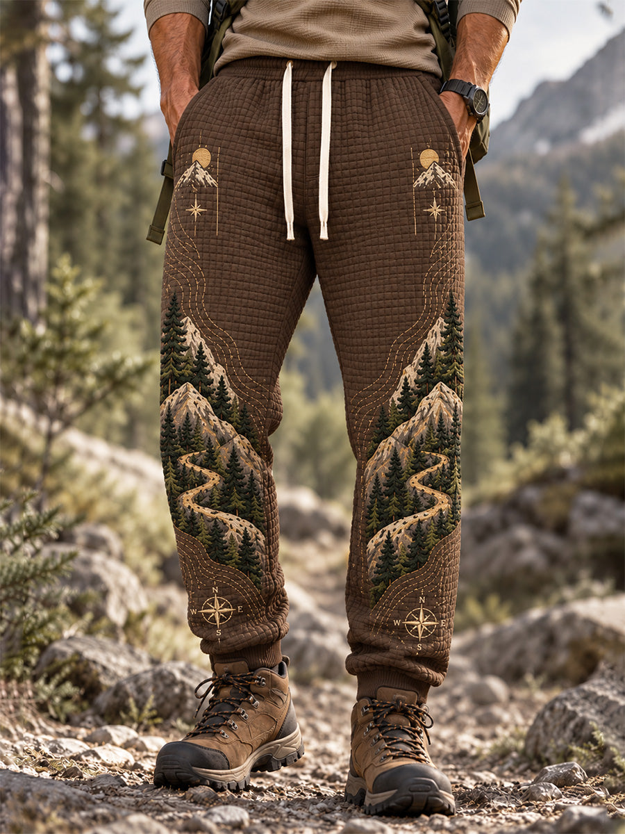 Men's Wilderness Trail Print Hike Lovers Casual Pants gracestitchs