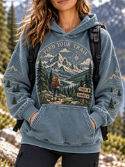 Women's Wilderness Trail Print Hike Lovers Hoodies gracestitchs