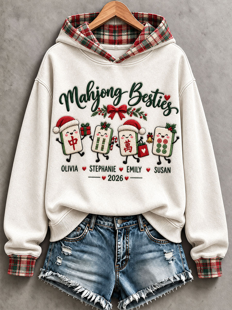 Women's Christmas Mahjong Print Casual Sweatshirt gracestitchs