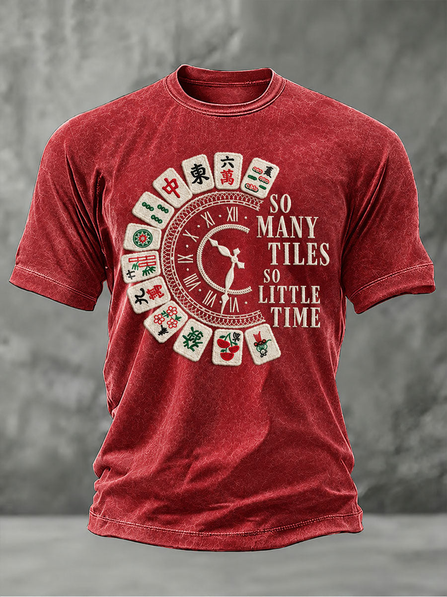 Men's So Many Tiles So Little Time Christmas Mahjong Casual T-shirt gracestitchs