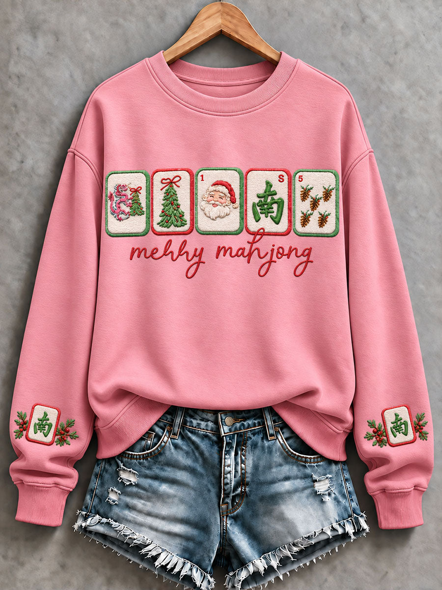 Women's Christmas Mahjong Casual Sweatshirt gracestitchs