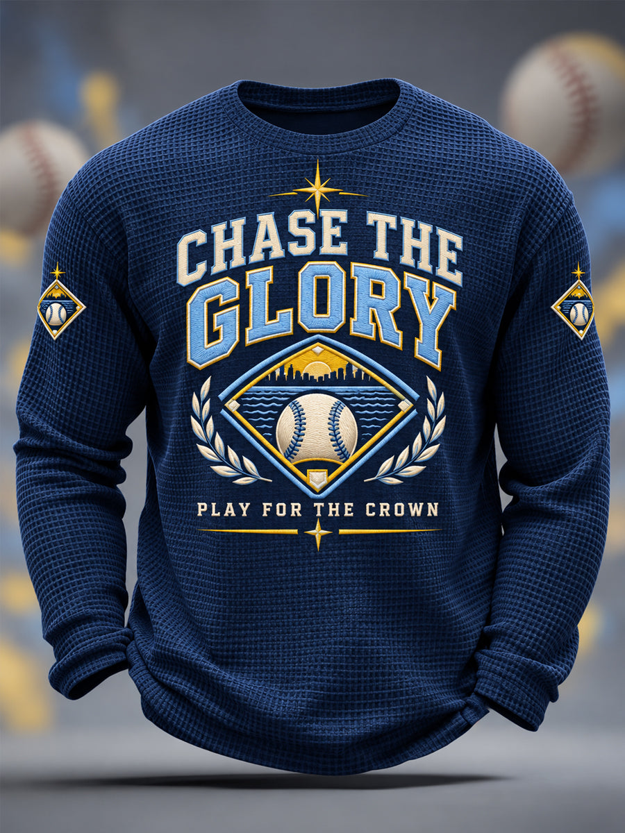 Men's Gift For Baseball Fans Casual Waffle Long Sleeve T-Shirt gracestitchs
