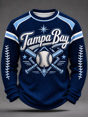 Men's Tampa Bay Baseball Lover Print Waffle Long Sleeve Top gracestitchs