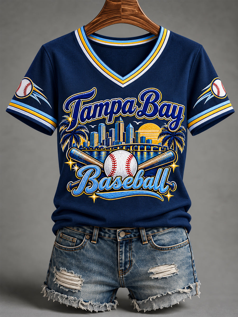Women's Gift For Baseball Fans Casual V-Neck Tee gracestitchs
