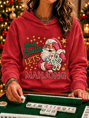 Women's Christmas Mahjong Print Casual Hoodie gracestitchs