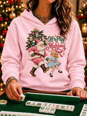 Women's Christmas Mahjong Print Casual Hoodie gracestitchs
