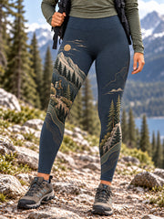 Women's Wilderness Trail Print Hike Lovers Leggings gracestitchs