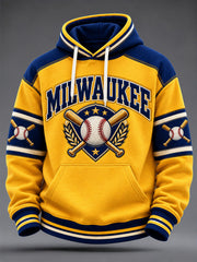 Men's Gift For Baseball Fans Print Oversized Drop-Shoulder Hoodie with Pockets gracestitchs
