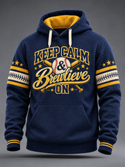 Men's Gift For Baseball Fans Print Oversized Drop-Shoulder Hoodie with Pockets gracestitchs