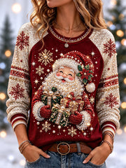 Women's Christmas Santa Claus Print Casual Sweatshirt gracestitchs