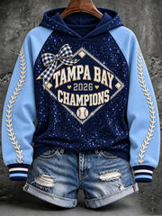 Women's Tampa Bay Baseball Lover Printed Hoodie gracestitchs