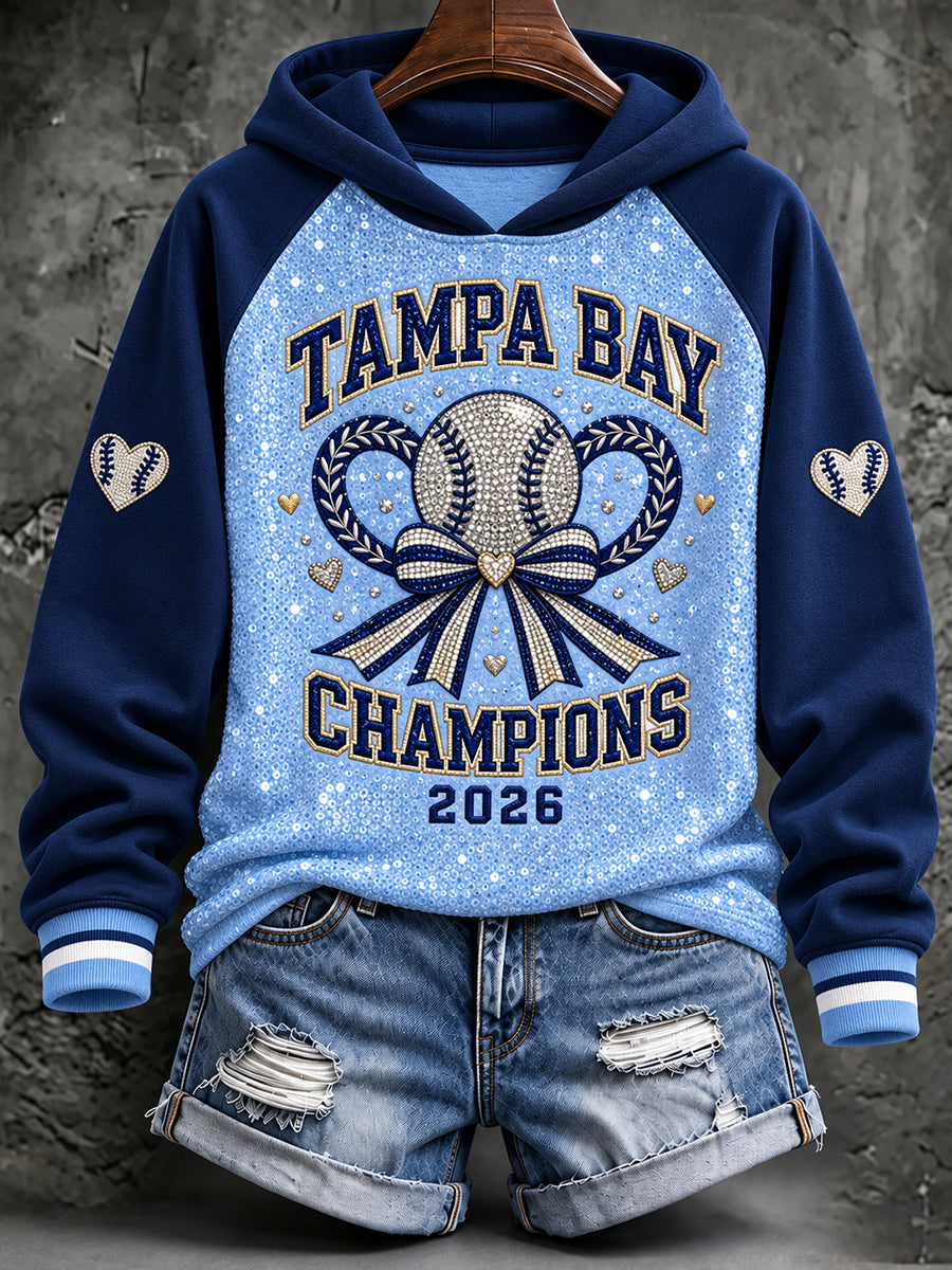 Women's Tampa Bay Baseball Lover Printed Hoodie gracestitchs