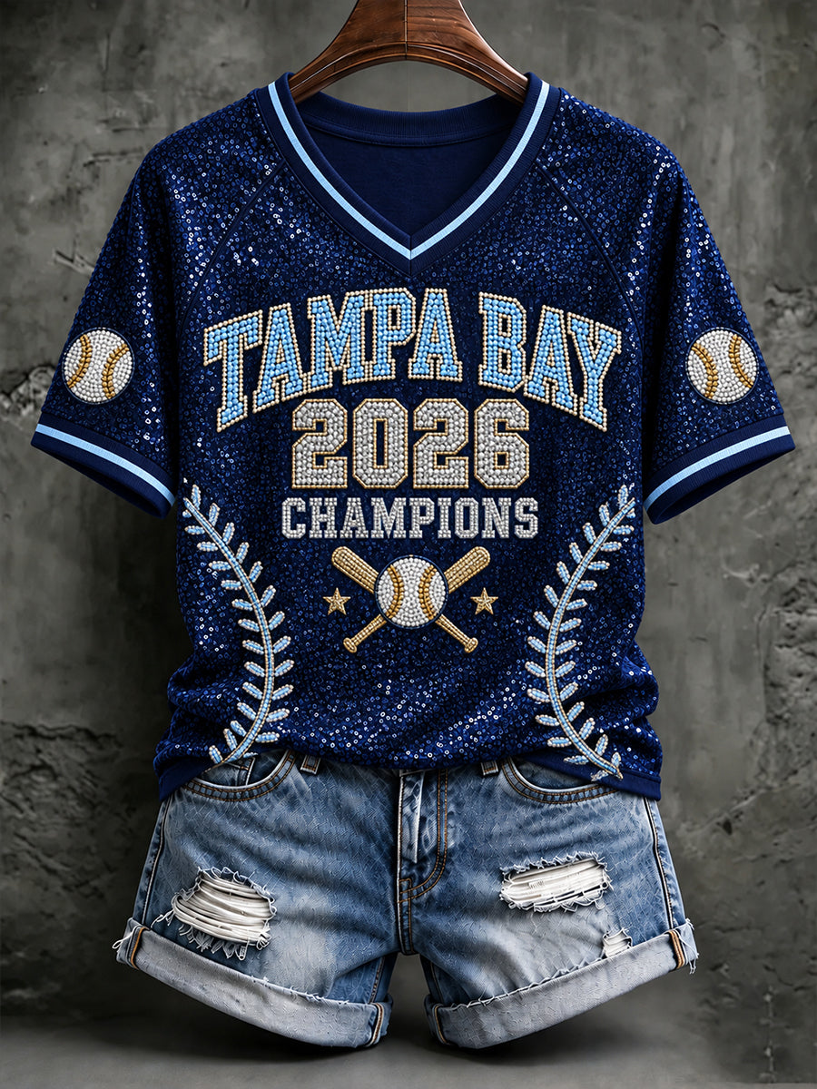 Women's Tampa Bay Baseball Lover Printed T-shirt gracestitchs