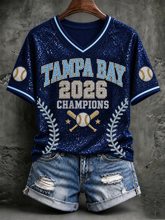 Women's Tampa Bay Baseball Lover Printed T-shirt gracestitchs
