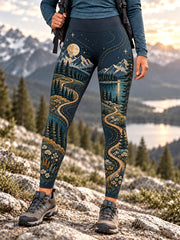 Women's Wilderness Trail Print Hike Lovers Leggings gracestitchs